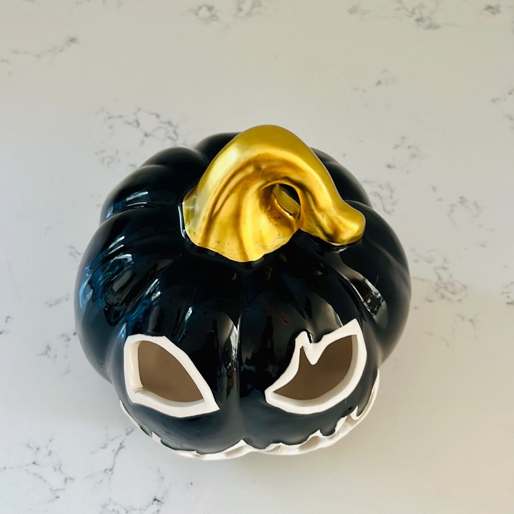 Rite Aid Black Ceramic Light Up Jack O Lantern Pumpkin 🎃 - Picture 8 of 11